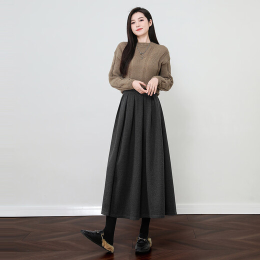 Demana Hepburn Skirt Winter Quiet Luxury Style Commuting Elastic Waist A-Line Covering Flesh Good Matching Skirt Women's Mid-Length Style