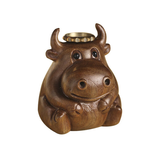 Green sandalwood carving cute calf soaring backflow aromatherapy stove ornaments living room study two nostrils smoking green