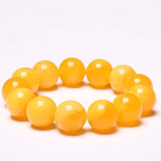 Shuque natural chicken fat yellow beeswax bracelet, men's and women's old honey amber bead bracelet, rough stone for men and women, selected 20mm (with certificate)