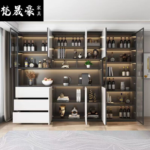JPHZNB2025新款餐边柜高柜一体靠墙现代简约轻奢客厅餐厅家用茶水酒柜收 款12240*40*220包安装
