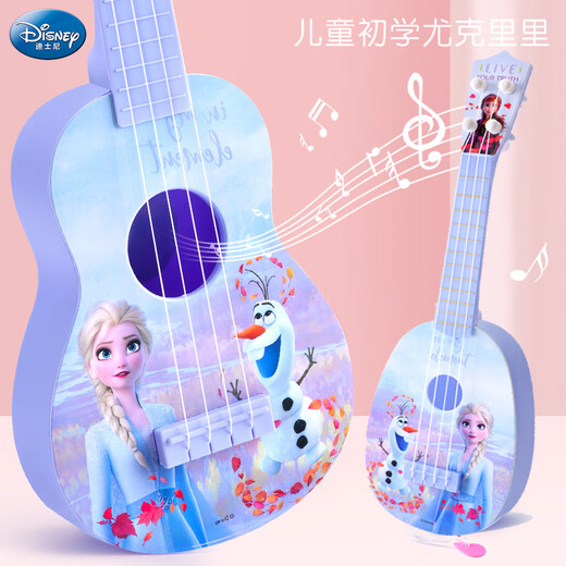 Disney六一儿童节礼品迪士尼艾莎公主尤克里里女孩子生日礼物爱莎小吉他 中号展示盒-美乐蒂尤克里里