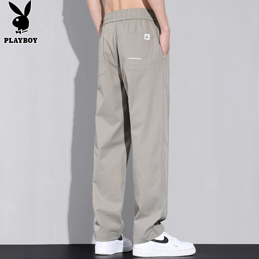 花花公子（PLAYBOY）休闲裤男士裤子男夏季薄款速干冰丝裤宽松直筒潮牌阔腿长裤