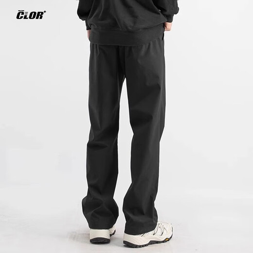 CLOR overalls men's autumn and winter casual pants high street versatile loose sports straight pants CL50 black XL