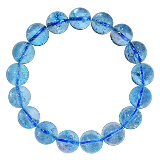 Kuxuan Xingxiujia Natural Topaz Bracelet Women's Sky Blue Topaz Bracelet Jewelry Gift MAX12#9.3--9.8mm Blue Topaz