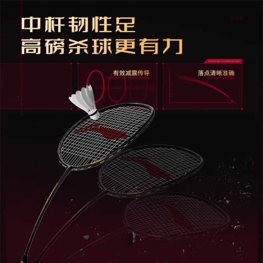 李宁（LI-NING）羽毛球拍全碳素单拍风刃EVO对标风刃500比赛球拍黑色4U 已穿线