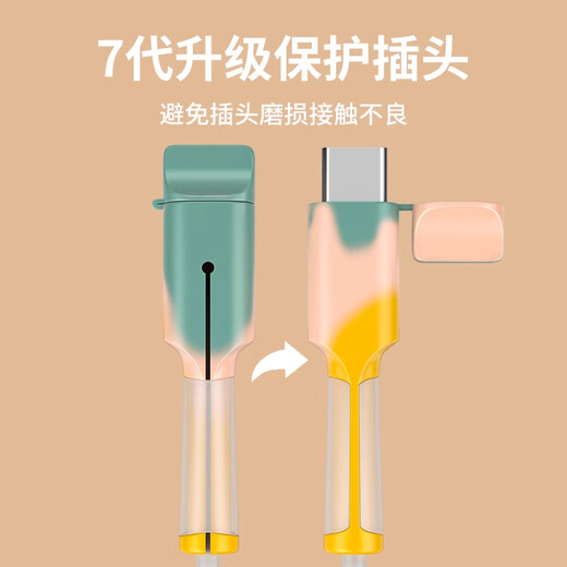 首力新款三重防护数据线保护套手机充电线防折断断裂保护头绕线器通用 安卓通用【白色】 新款七代升级-带防尘盖
