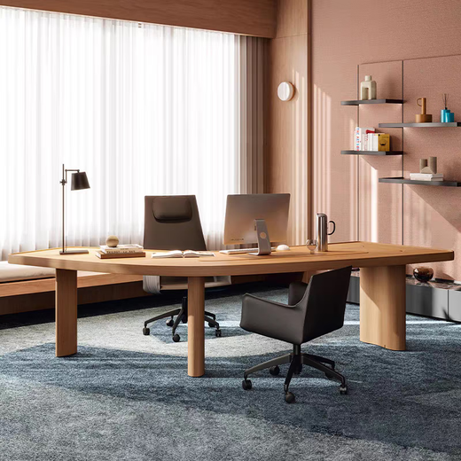 Melody Melody Curved Office Desk High Grain Full Wood Wood Desk Boss Desk Boss Desk Manager Manager Presidente Desk Color de madera real 1.5 metros Desk 1500*693*750 mm]