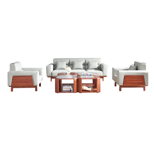 光明实木沙发现代简约软包沙发客厅楸木沙发 3894 1+1+3组合