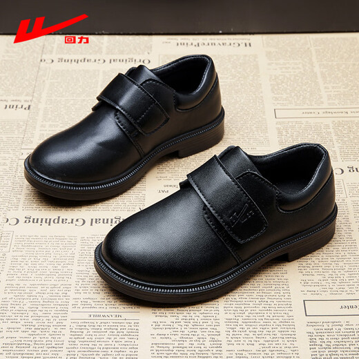 Huili boys' leather shoes campus performance shoes casual versatile young gentleman British etiquette children's shoes 0052 black 36
