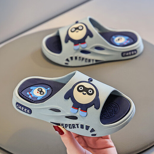 Children's slippers for big children in summer cartoon thick-soled non-slip household slippers for boys and babies for boys and girls to wear outside Eggboy - Gray 30-31 sizes 19cm inner length