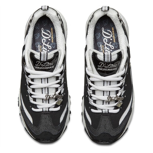 斯凯奇（Skechers）女鞋2025春夏新款熊猫鞋钻石款潮流休闲鞋复古增高老爹鞋子女 12241-BKW 40 (270mm)