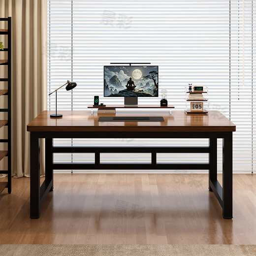 Jingcai computer desk desktop desk study table home office desk thickened e-sports table JZ29 cherry wood color 1.4 meters