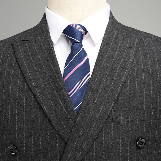 JIARMAY double-breasted autumn and winter new woolen suit business middle-aged men's suit formal wear professional wedding suit gray stripe 175/48 L