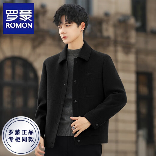 ROMON Double-sided Velvet Jacket Men's Woolen Woolen Coat Short Jacket Autumn and Winter Thickened Lapel High-end Business Men's Clothing Caramel Color/(Removable Down Liner) XL (135-155Jin Jin equals 0.5kg)