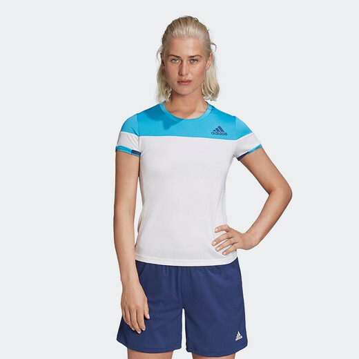 阿迪达斯（adidas） 短袖速干休闲运动训练羽毛球网球乒乓球吸汗透气运动T恤FT9715 白蓝色FT9715 M