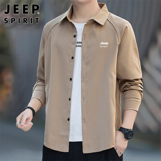 Jeep Spirit Jeep Рубашка мужская весенняя рубашка с длинным рукавом мужская свободная деловая куртка haki xl