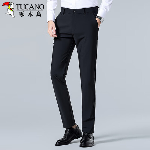 Holzspecker (Tucano) Freizeithosen für Männer Sommer Eis Silk Business Modehosen dehnen die schlanke, vielseitige, vielseitige Hose für Männer schwarz 36 36