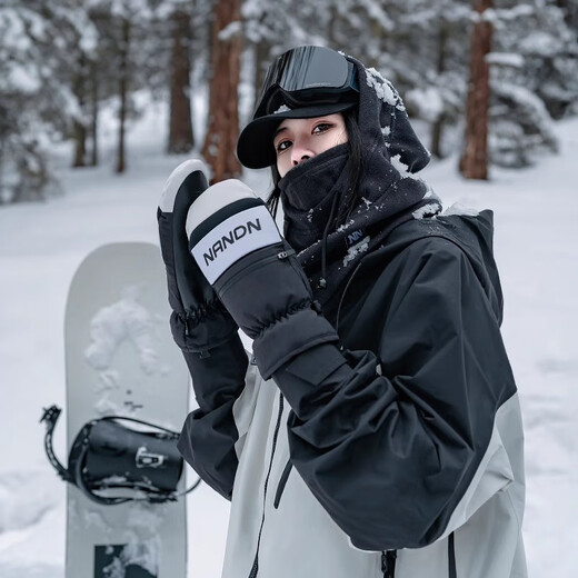 
Nanen NANDN wear-resistant waterproof and warm cycling gloves stuffy single and double snowboard gloves men and women NS5009 grass green M