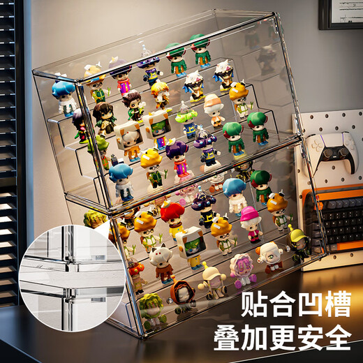 KAMAN blind box storage display stand transparent dust-proof figure storage box doll ornaments Bubble Mart model display cabinet transparent large three-step 1 piece