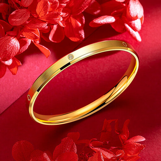 Pupan Lao Fenghuang Gold Store Gold Pigment Ring Smooth Bracelet 24 Gold Rice Words Bracelet for Women Gold 5G Solid 0.01g Diamond Pattern Bracelet 62