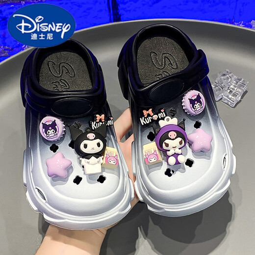 Disney (Disney) zapatos infantiles zapatillas para niñas verano 2025 Nuevo al aire libre anti-slip shole sole sole zapatos niña kulomi negro 24