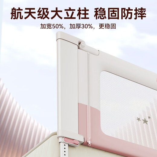 InnoTruth crib fence bed single-sided baby anti-fall fence three-sided safety bedside guardrail one baffle without punching Pink Rabbit-2 meters single-sided