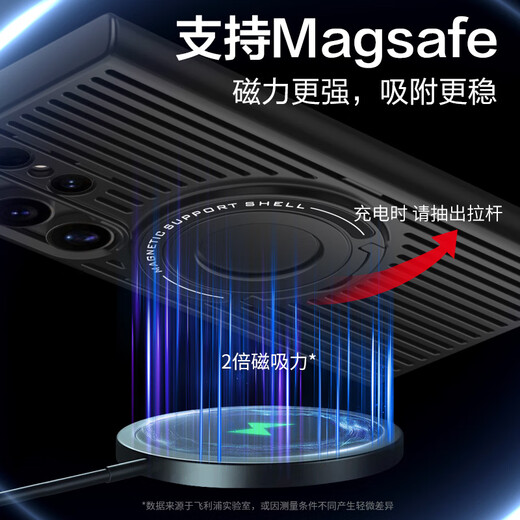飞利浦飞利浦适用三星s24ultra手机壳s24简约商务透气散热冰甲防摔带支架磁吸s24+保护套 三星s24ultra【炫酷黑】磁吸散热