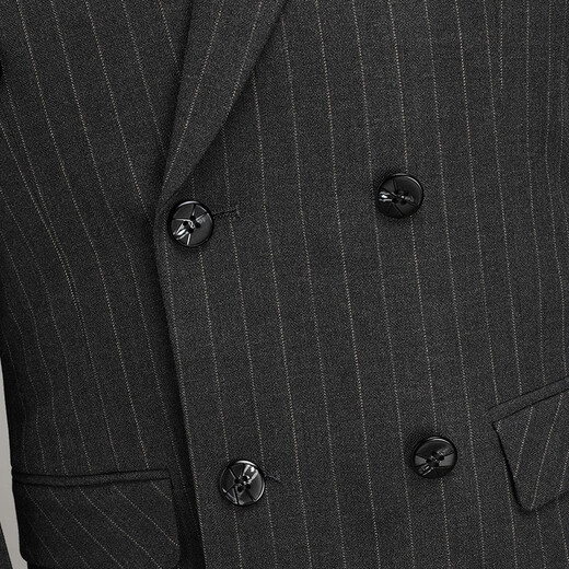 JIARMAY double-breasted autumn and winter new woolen suit business middle-aged men's suit formal wear professional wedding suit gray stripe 175/48 L
