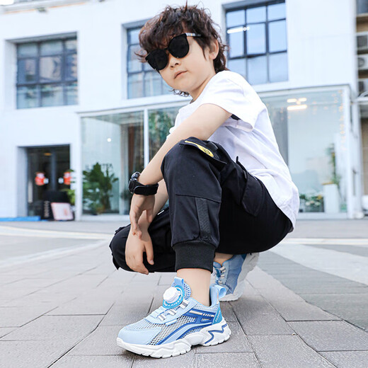 
Children's shoes for boys and girls' shoes for summer breathable mesh medium-sized children's boys running shoes anti-slip sports shoes sky blue (summer mesh) 1291 37 inner length 23.5cm