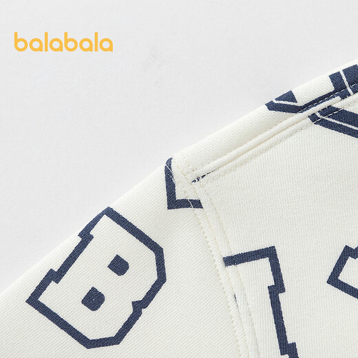 BALABALA [Gleicher Stil im Einkaufszentrum] Kinderbekleidung Jungen Sweatshirt Trend Volldruck 2025 Frühling neuer College -Stil Top White und Blue Ton 00318 110