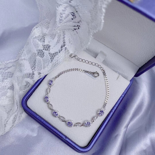 Shilian's favorite crystal natural tanzanite bracelet electro-optical blue pure body quality s925 silver inlaid