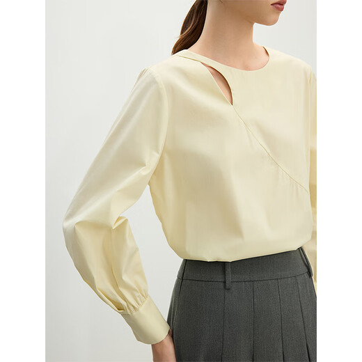 Fan Silan design hollow boat style loose shirt women's daily commuting nine-quarter sleeve shirt 11217 white M