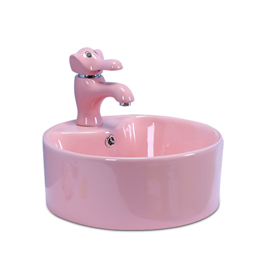 Kindergarten color washbasin children's washbasin cartoon bathroom cabinet combination countertop washbasin ceramic washbasin 3 cabinets + mirror + faucet + accessories