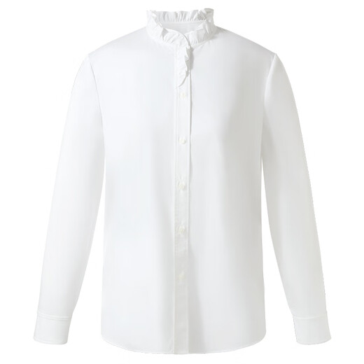 Gloria women's high-end ruffled light luxury long-sleeved stand-up collar white shirt shirt 1E1C3E050 03W original white XS