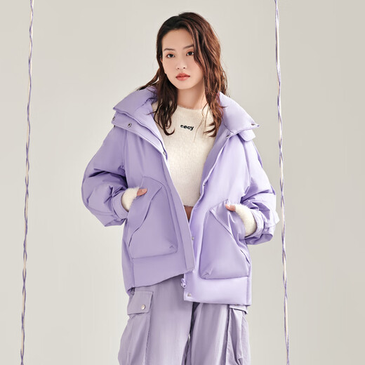 雪中飞【反季清仓】百搭经典时尚双重门襟包容宽松女士中长款羽绒服女 浅酡粉|1591 M /165/88A