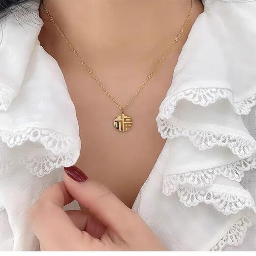 Chihuan Necklace Women's Chain Gold Round Pendant New Versatile Valentine's Day Gift for Girlfriend Fu Brand 18K Gold + Necklace