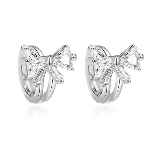 Qianshengyuan Laofeng New S925 Sterling Silber Sweet Bogen Ohrschnalle Licht Luxusstil Design einfacher Zirkonohrring Ohr Ey691 Roségold