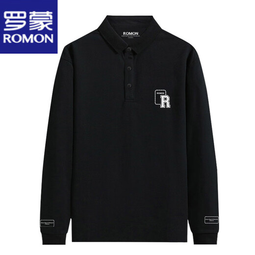 Camiseta de manga larga de Romon para hombres en primavera y otoño New Black Algody Lapel Camiseta de polo de mediana edad Camisa de base masculina Fina R723 Polo de manga larga blanca [Peso sugerido 90-115 Jin [Jin equivale a 0.5 kg]]