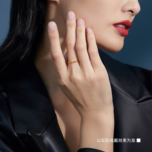 Kuang Yi Gold Gold Ring Women's 999 Pure Gold Sansheng III Couple Plain Ring Imitation Pure Gold Tail Ring 3D Hard Gold Jewelry No. 14 Gold Plain Ring Bright Ring