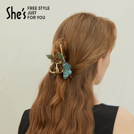 She s Qianzi colorful butterfly dream embroidered butterfly clip back of the head shark hair clip birthday gift for girlfriend