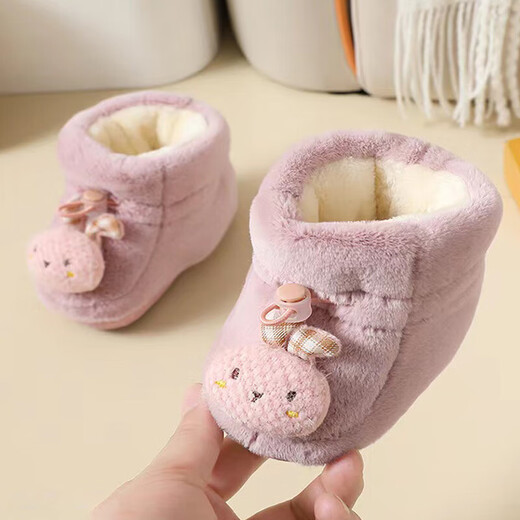 Lamicqi baby toddler shoes 0-1 year old newborn boys and girls in autumn and winter plus velvet thickened warm cotton shoes soft sole shoes bear yellow 11.5 cm inside length (suitable for 0-5 months)