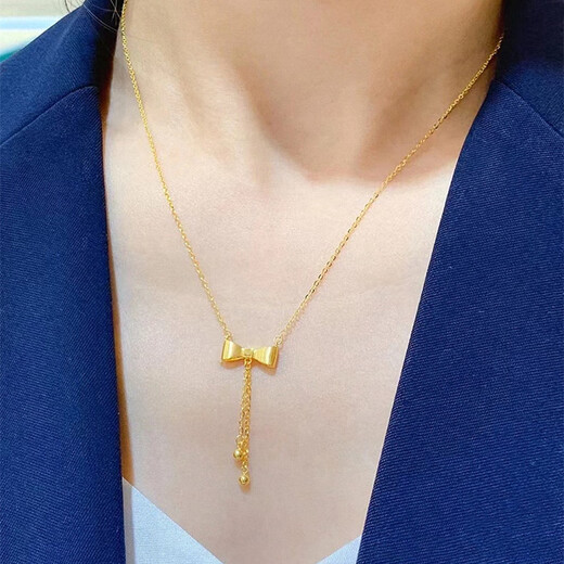 Yangyan butterfly double tassel necklace for women, sterling silver gold-plated bow pendant, clavicle chain, sweet girl gift to best friend trendy butterfly double tassel necklace