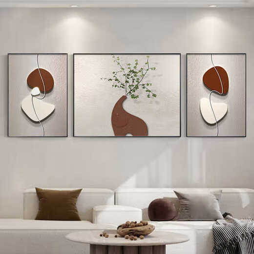 
Hanxuan modern light luxury living room decoration painting, Wasabi style green plant sofa background wall hanging paintings, high-end simple triad mural T12358 60*80 left and right 110*80 crystal porcelain aluminum alloy black frame