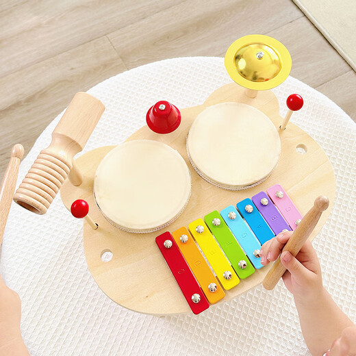 Kinderhölzerner Musik -Percussion -Instrumente, Klavier, Trommel, Gong, Babyhandtrommelspielzeug, Kätzchenmusiktisch [1 kg] Xylophonmodell