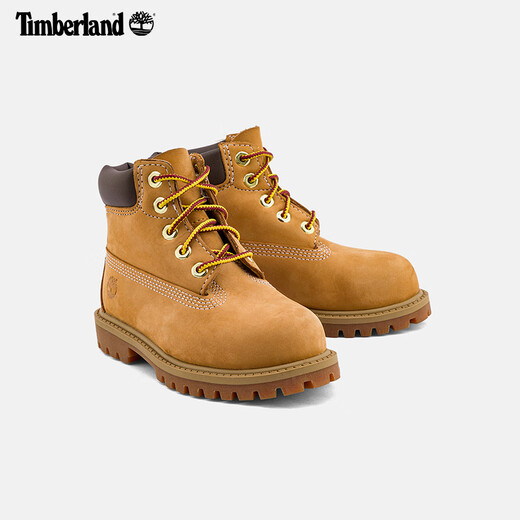 添柏岚（Timberland）官方小童鞋大黄靴马丁靴高帮户外旅行偏大|12809 12809W/小麦色 28.5 (6孔黄铜鞋眼)