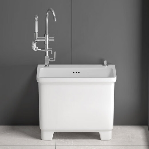 Balkon Mop Pool Keramik mit Wasserhahnloch integriert hohe Fußhaushalte Badezimmer Mop Pool Floor Basin Groove.