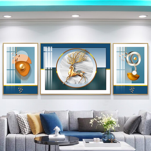 Modern Light Luxury Living Sala Sofá Decoración de la pared Decoración de la pared Sentido Abstracto de la moda Internet Farea Triple Hanging Painting Art Pintura TXMG9276 100*70cm en el medio / 50*70 cm en la derecha 3