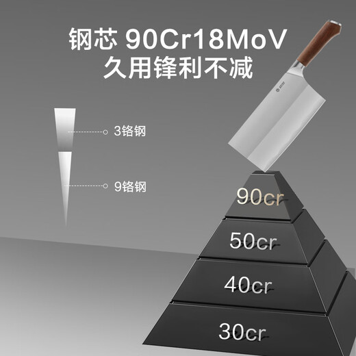 京东京造 9系菜刀 家用切片菜刀具更省力花梨木手柄90Cr【顶格9铬】