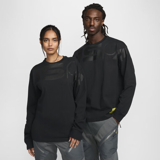 耐克（NIKE）官方ISPA男女长袖上衣情侣纯棉休闲运动叠搭舒适FJ7375 053暗泥灰/黑 XS