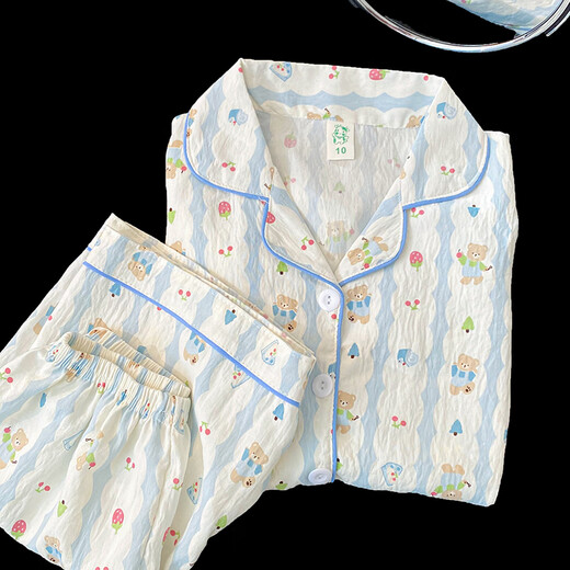 
Bear children's pajamas for women in summer short-sleeved little girl 2025 new sweet girl home clothes kids suit 753# soft skin-friendly [short-sleeved + shorts] 160 [M code] 150-160CM 85-100Jin[Jin equals 0.5 kg]